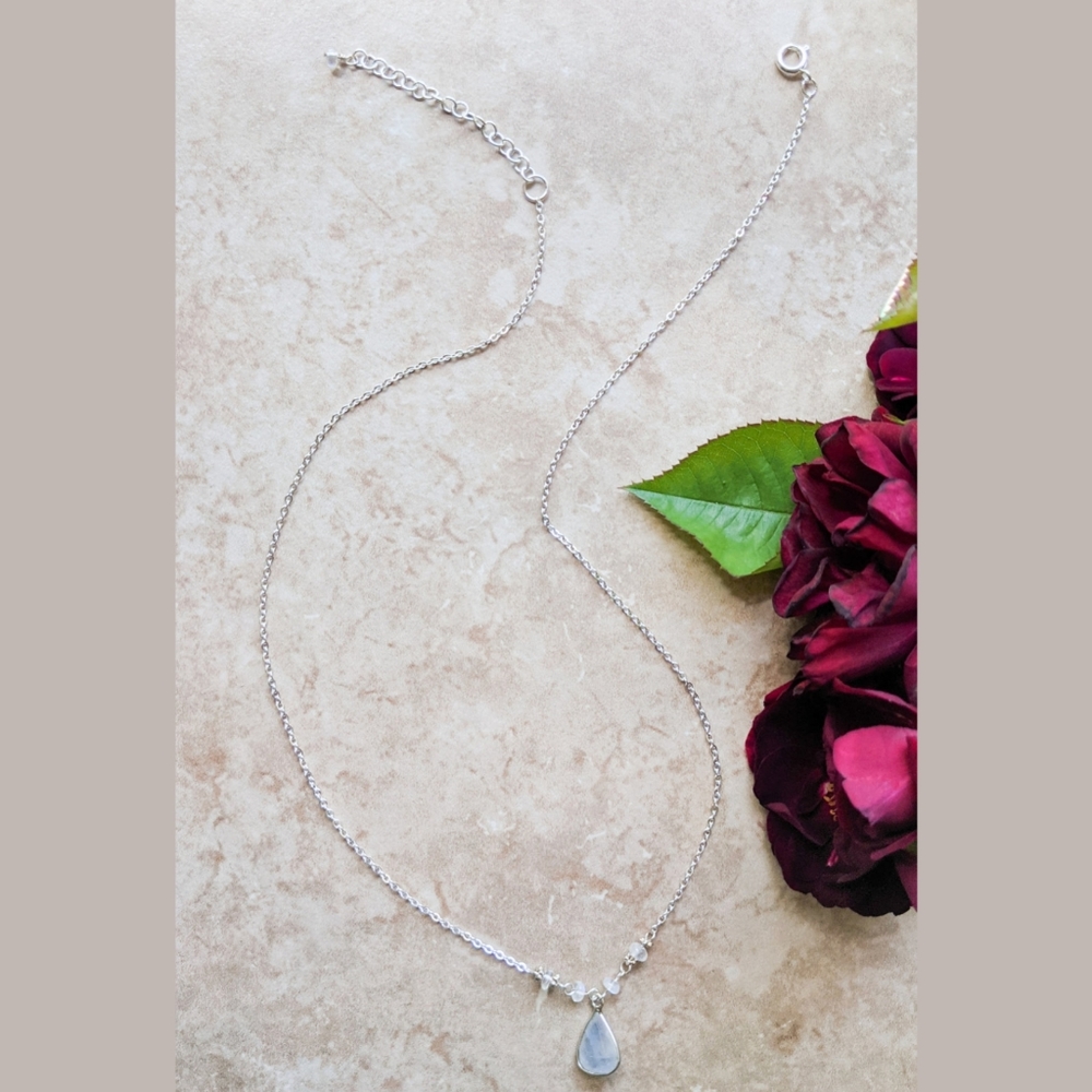 NWT Bentley & Lo Sterling Silver Plated Moonstone Pendant Necklace - Picture 4 of 6